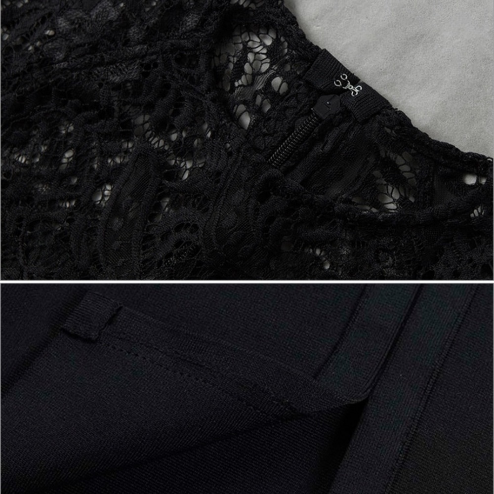 Bandage Lace Detail Bodycon Midi Dress in Black - Picture 6 of 16